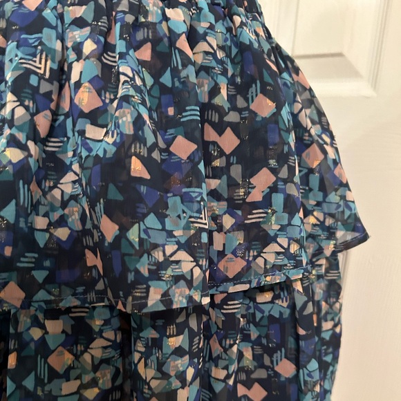 Geo Print Ruffle Layered Skirt - Picture 6 of 9